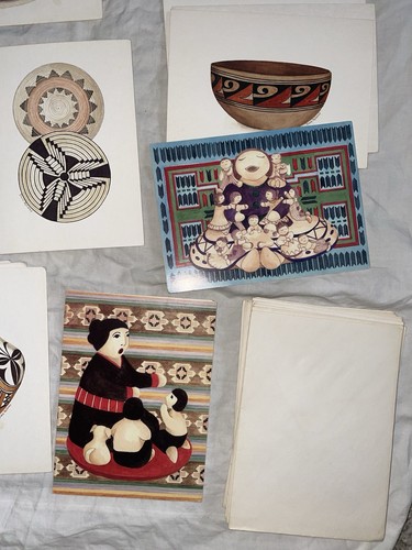 21 Vintage Native American Greeting Card Art Print Story Teller Pottery Baskets - Picture 3 of 8