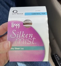 L’eggs Silken Mist Control Top Size Q Queen Sun Beige Leg Pantyhose NEW