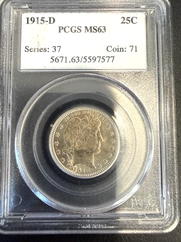 1915-D Barber Silver Quarter MS63 PCGS