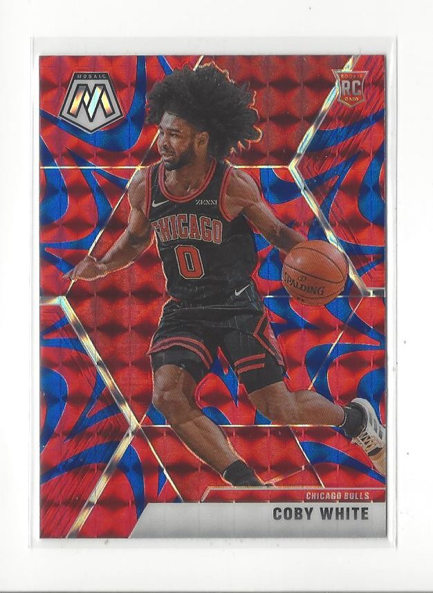 2019-20 Mosaic Mosaic Blue Reactive Prizm #211 Coby White Rookie Bulls Hornets