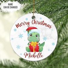 Personalized Christmas Ornament Gifts for Dinosaur Lover - Dinosaur Xmas Cust...