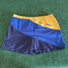 Vintage Polo Sport Ralph Lauren Men s XL Color Block Swim Trunks Blue/Yellow