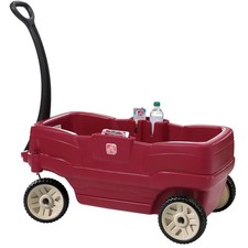 Sturdy Red Kids Wagon, Adjustable Seat Belts, Max 75 lbs//