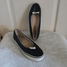 Y2K vintage Anchor Blue black and white polka dot bow slip-on ballet sneakers 7