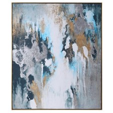 Uttermost Stormy Coastal Canvas and Wood Seas Hand Painted Canvas in Blue