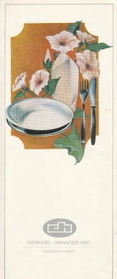DDR  Speisekarte Karl Marx Stadt Interhotel ChemnitzerHof  Stadtrestaurant