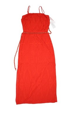 Karen Millen Dress Womens 12 Red Italian Structured Jersey Cut Out Pencil Midi