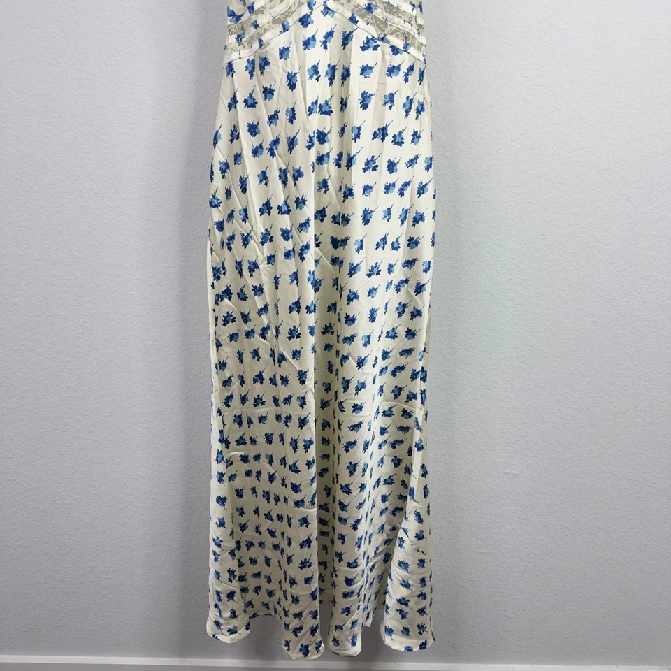 Topshop 懒人连衣裙女式 10 花卉缎面蕾丝 Y2K 浪漫 Cottagecore 波西米亚 — 第 4/4 张图片