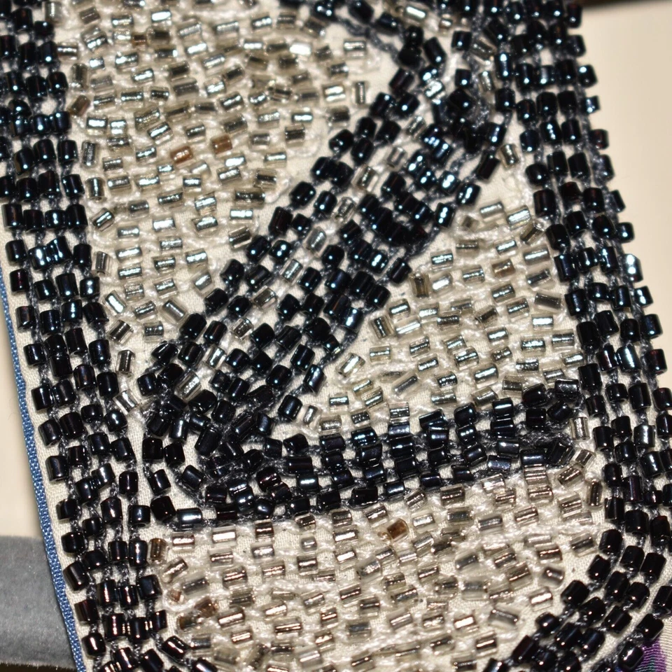 Blusa EDME & ESYLLTE $79 Sin Mangas Cuentas Seda Estampado Azul Abstracto Talla 2 Foto 3 de 4