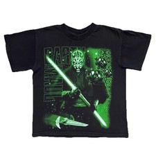 Vintage Star Wars Darth Maul T-Shirt Youth Medium Black Lucasfilm 90s Movie VTG