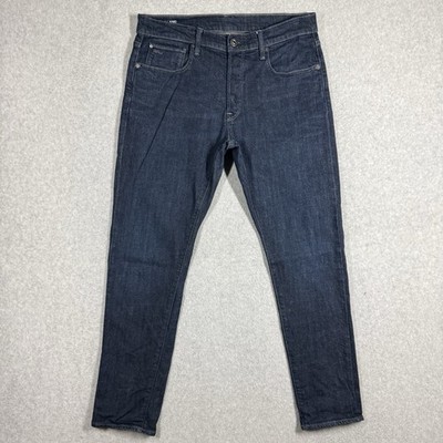 G-STAR Raw 3301 Slim Tapered Jeans Mens 33x30 Dark Wash Stretch Organic Cotton