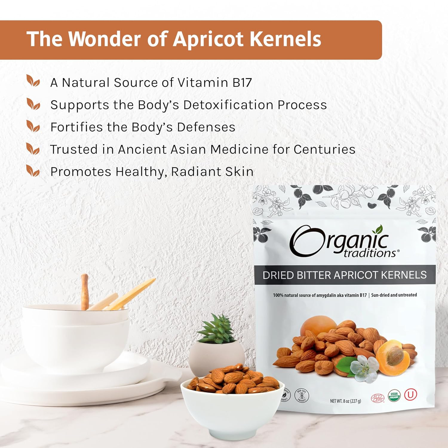 Organic Apricot Seeds Organic Bitter Apricot Kernels, Non-Gmo Vegan Apricot Seed
