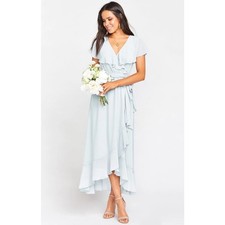 Show Me Your Mumu | Jess Ruffle Midi Dress Icy Blue Chiffon XXS