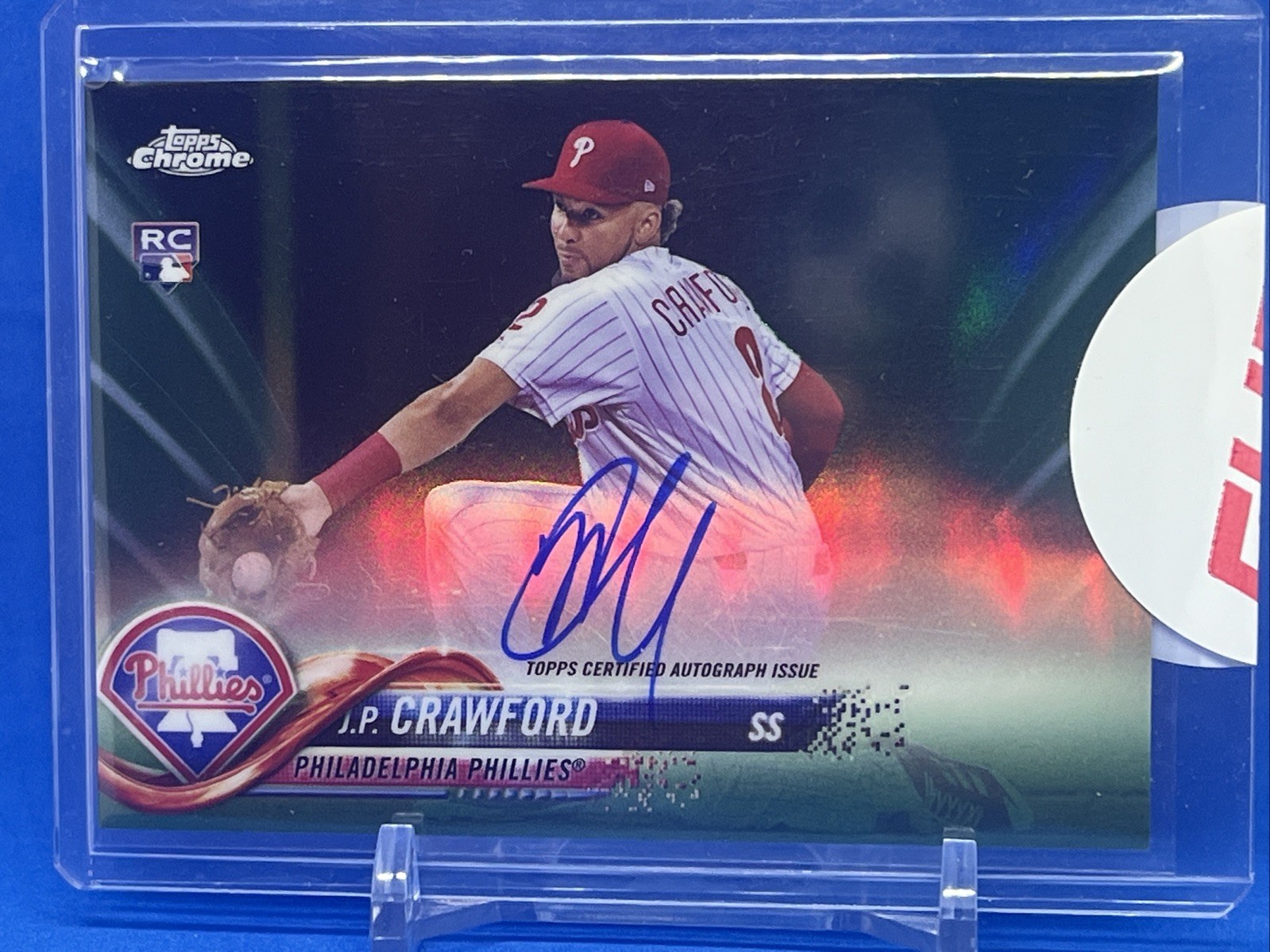 2018 Topps Chrome Green Refractor Auto J.P. Crawford RA-JC RC Phillies 53/99