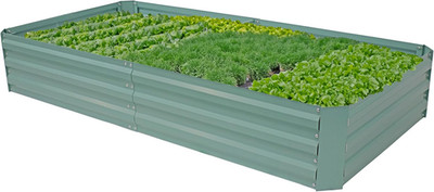 Sunnydaze Galvanized Steel Rectangular Raised Garden Bed - for Flowers, Plants,