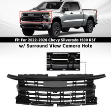 For 2022-2026 Chevy Silverado 1500 Rst Black Front Bumper Grille W Camera Hole