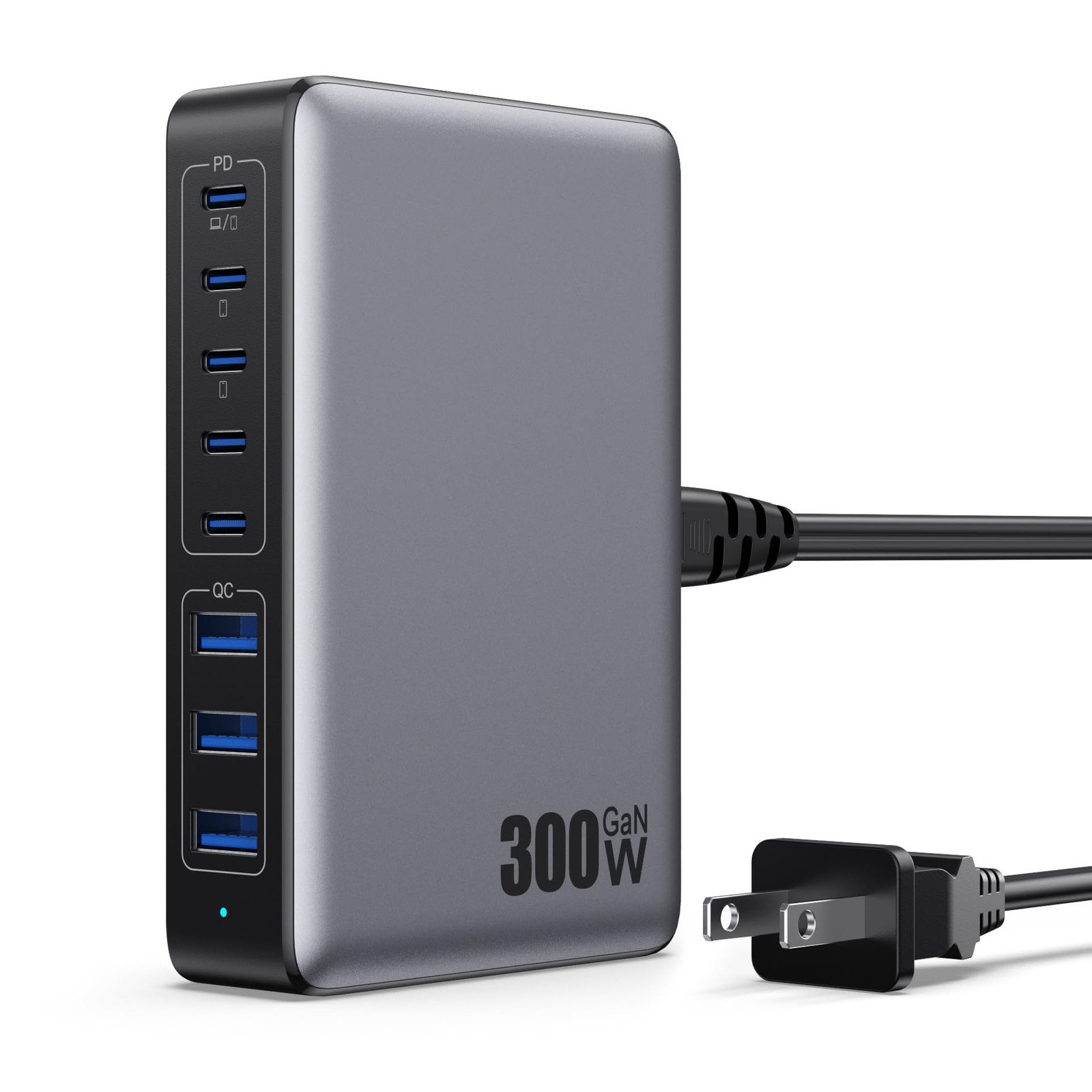 300W GaN IV 8-Port USB C Fast Charging Station with Power Delivery