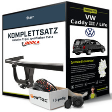 Für VW Caddy III / Life Typ 2KB,2KA Anhängerkupplung starr +eSatz 13pol 04- Set