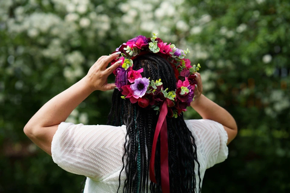 accesorios para mujer corona floral, boda, coronas cabeza flores, artificial Foto 2 de 3
