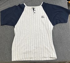 VTG No Fear Shirt Mens XL Baseball Logo Tee Raglan Striped Made In USA Henley