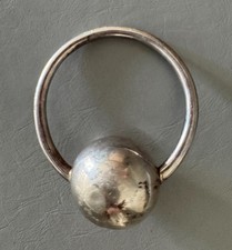 Vintage Silver Baby Rattle Teething Ring