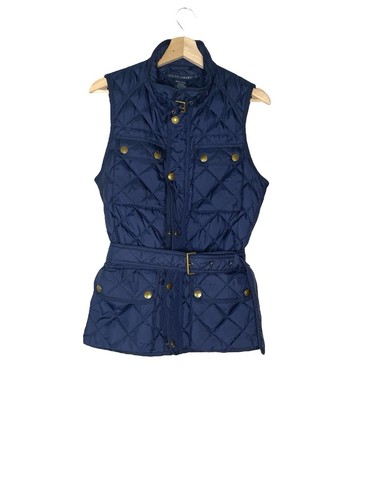 Ralph Lauren Quilted Vest Navy Blue Belted Large