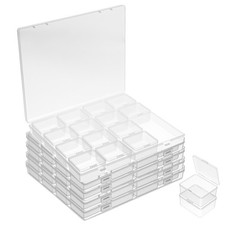5 Pack Bead Storage Containers - Clear Plastic Bead Organizer Box with 80 Com...
