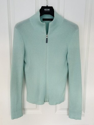 REACTION Kenneth Cole Türkis Ripp Baumwolle Strick Zip Cardigan Pullover Gr. S