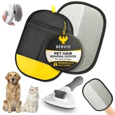 1 PC Pet Hair Removal Gloves & Brush for Cats & Dogs &ndash; Black Yellow