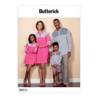 Schnittmuster Schlafanzug Butterick B6531 OSZ S-XL + 3-8 (Alle Größen) Dt.