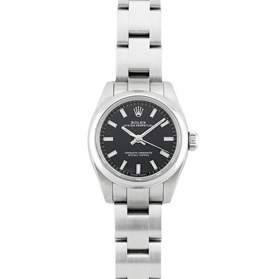 Rolex Oyster Perpetual 26 black baton dial ref. 176200, complete set from 2020