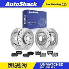 Front Rear Drilled Slotted Brake Rotors Ceramic Pads for Ford Mustang 5.0L