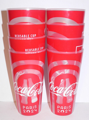 SET MIT 8 WIEDERVERWENDBAREN BECHERN / 50 cl / COCA COLA / PARIS 2024 / VERSANDKOSTENFREI