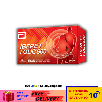 1 X Abbott Iberet Folic 500 30'S Iron Vitamin C & B Complex