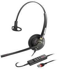 USB Headset with Microphone for PC, Noise Cancelling Audio Monaural-USB A