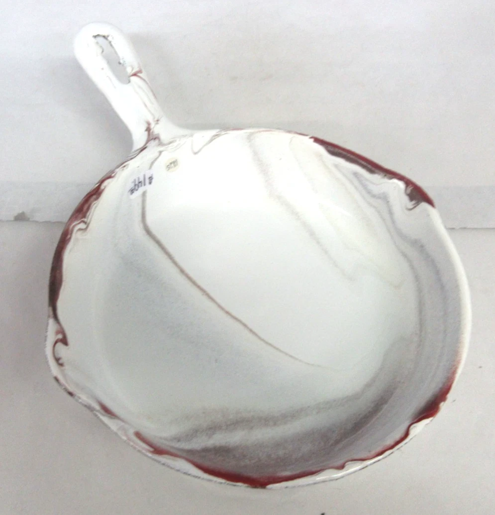 VINTAGE ENAMEL WEAR END OF DAY EGG SKILLET EXC COND 1825