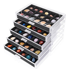 Rock Display Case, Rock Collection Box, 90 Grid Crystal Collection Display Case,