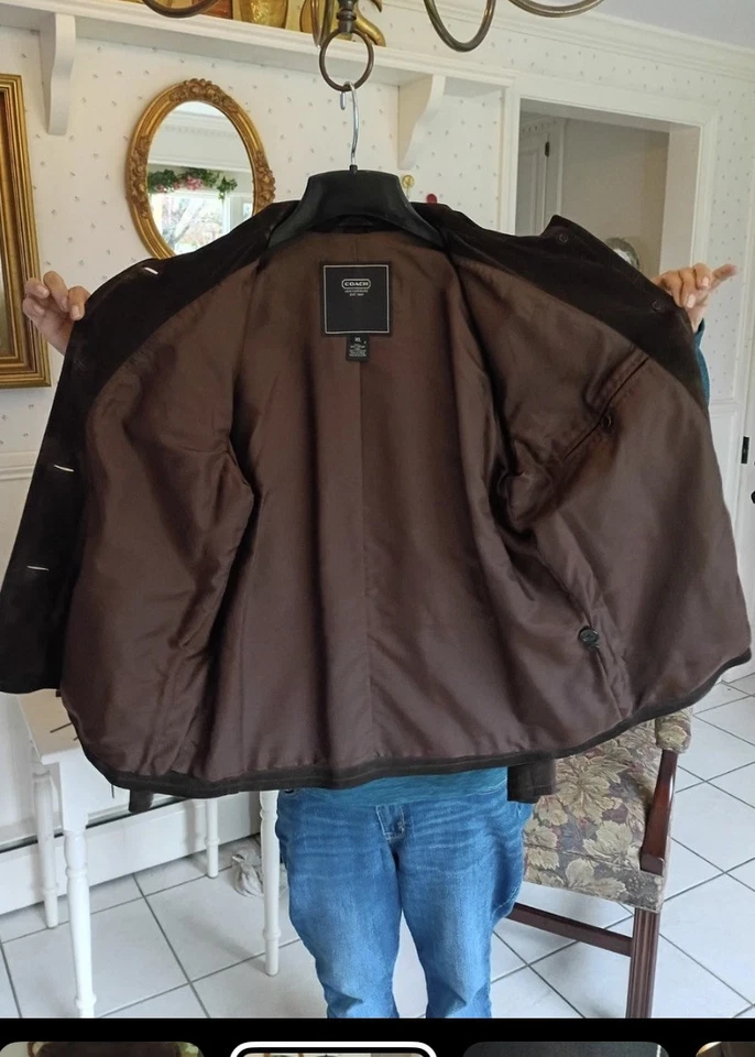 Coach Gamuza Cuero XL Mujer Chaqueta Foto 3 de 4