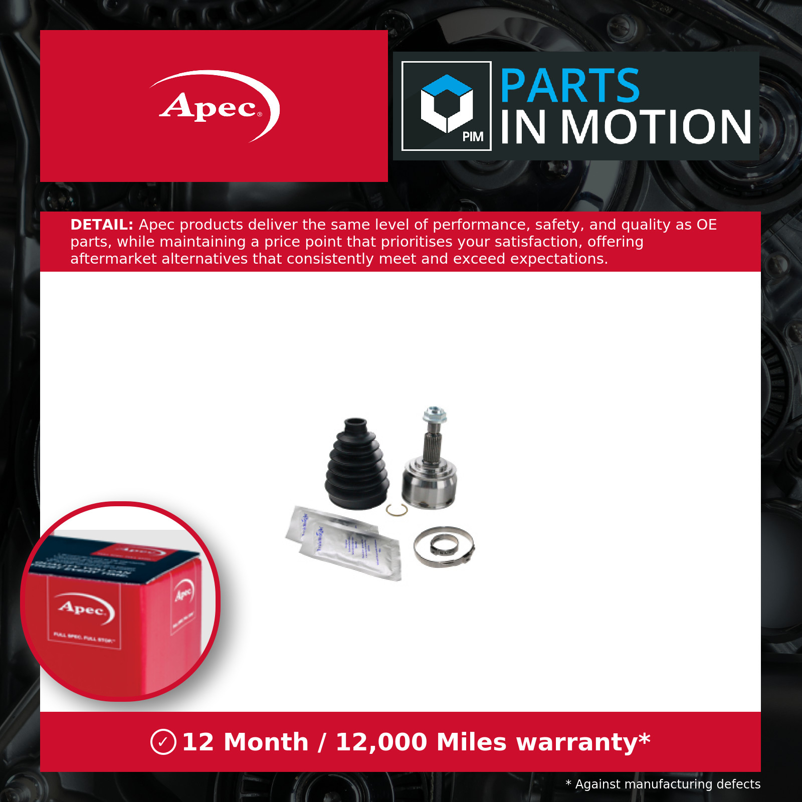 CV Joint fits RENAULT TRAFIC Mk2 2.5D Front Outer 03 to 06 G9U730 C.V. Apec New - Image 6