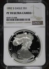 1992-S (PF70 Ultra Cameo) 1 oz Proof American Silver Eagle $1 NGC