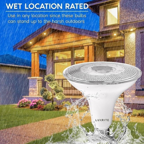 Luxrite 4-Pack LED PAR38 Flood Light Bulb Soft White 15W Dimmable Wet Rated - Picture 2 of 7