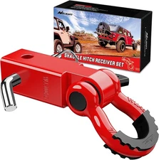Nilight Shackle Hitch Receiver 2Inch 45000 LBs Breaking Strength 3/4" D Red 