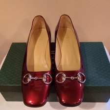 Gucci Horsebit Loafer Heels Pumps Burgundy Bordeaux Leather EU 36/US 6 USED Mint