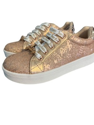 Juicy Couture Eagle Glitter Rose Gold Sneakers Shoes Girls Lace Up Size 12 NWT