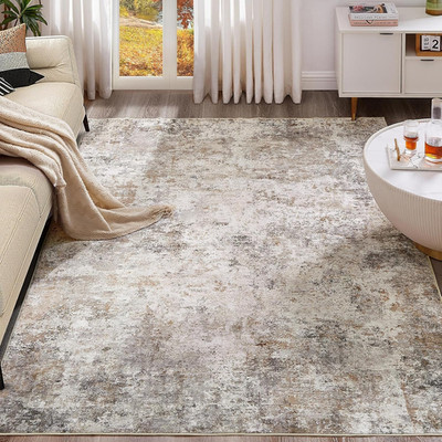 Washable 9x12 Area Rug - Modern Abstract Soft Thin Carpet for Home Decor