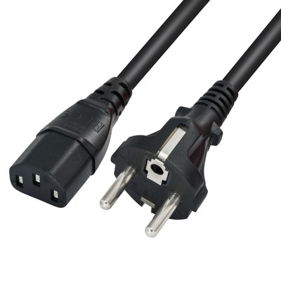 1,8m Kaltgerätekabel Netzkabel Stromkabel Schutzkontakt Schuko Kabel Stecker C13