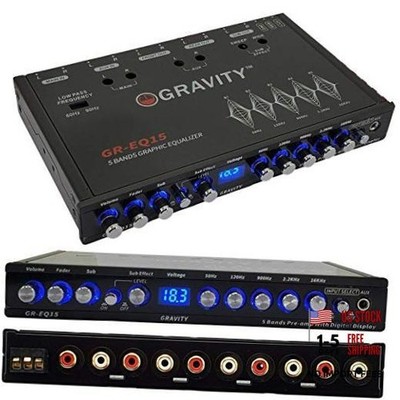 Gravity EQ15 1/2 Din Five Equalization Bands Car Audio Equalizer EQ Front,