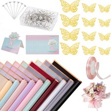 "20 Sheets Flower Wrapping Paper Bouquet Wrapping Paper Waterproof with 10 Pcs G
