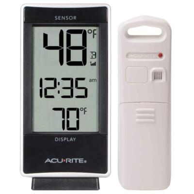 Acurite Digital Thermometer Indoor Outdoor Sensor Temperature Clock Freestanding