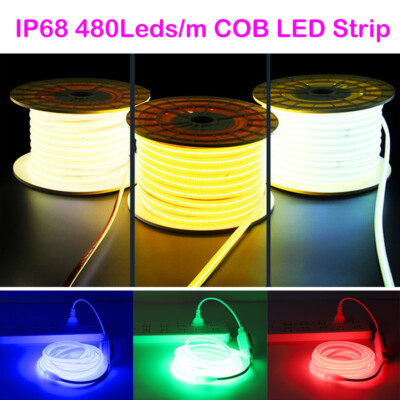 110V 480leds/m COB LED Neon Strip Lights Waterproof Flex Lamp Cabinet Kitchen